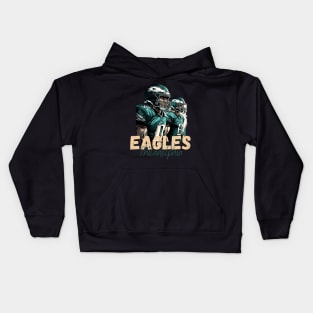 Philadelphia eagles football player graphic design cartoon style beautiful artwork Kids Hoodie